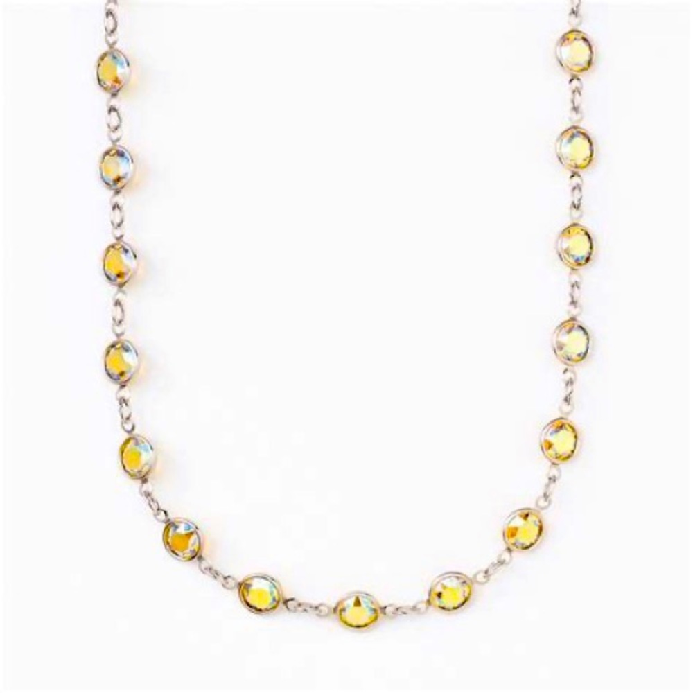NIB Touchstone Crystal Swarovski Pointed Chanelle Necklace in Lemon 36”